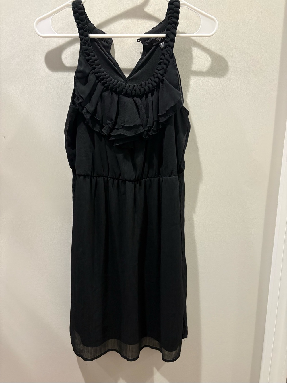 Mossimo Supply Co. Black Braided Halter Ruffle Mini Dress